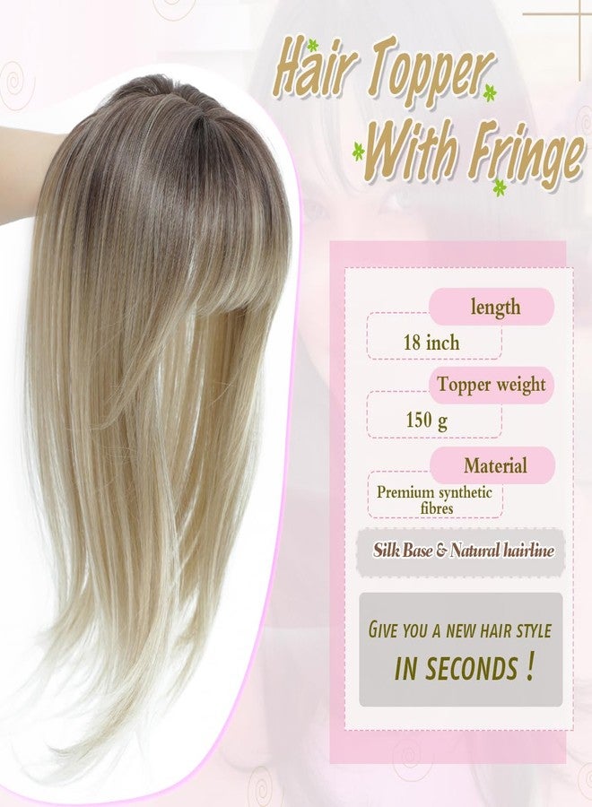 gulagula Hair Topper 18 inch Hair Topper with Bangs 4"×5" Base Hairpieces for Women with Thinning hair - Image 3